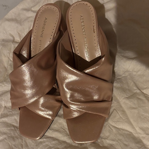 Adrienne Vittadini Shoes - Adrienne Vittadini Metallic Blush Knot Mules